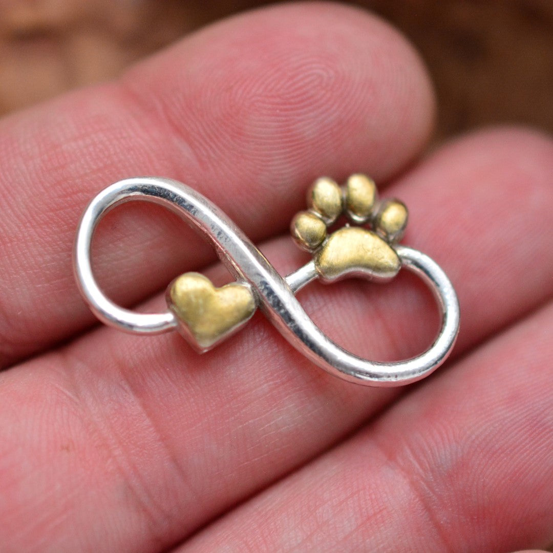 Сребърен медальон 925 „Безкрайност със сърце и лапичка“ – талисман за връзка и вярност | Арт Дива