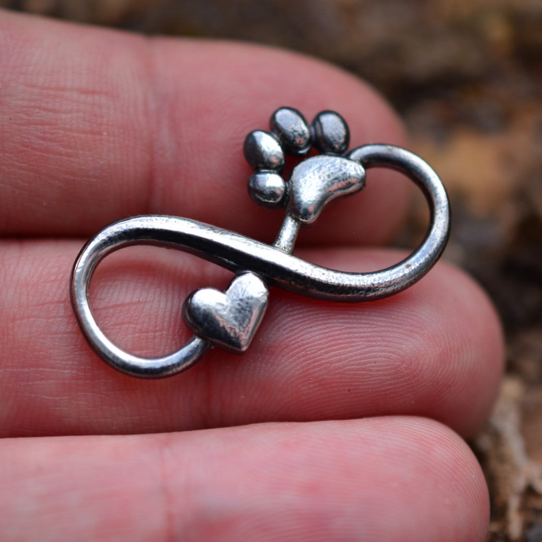 Сребърен медальон 925 „Безкрайност със сърце и лапичка“ – талисман за връзка и вярност Арт Дива