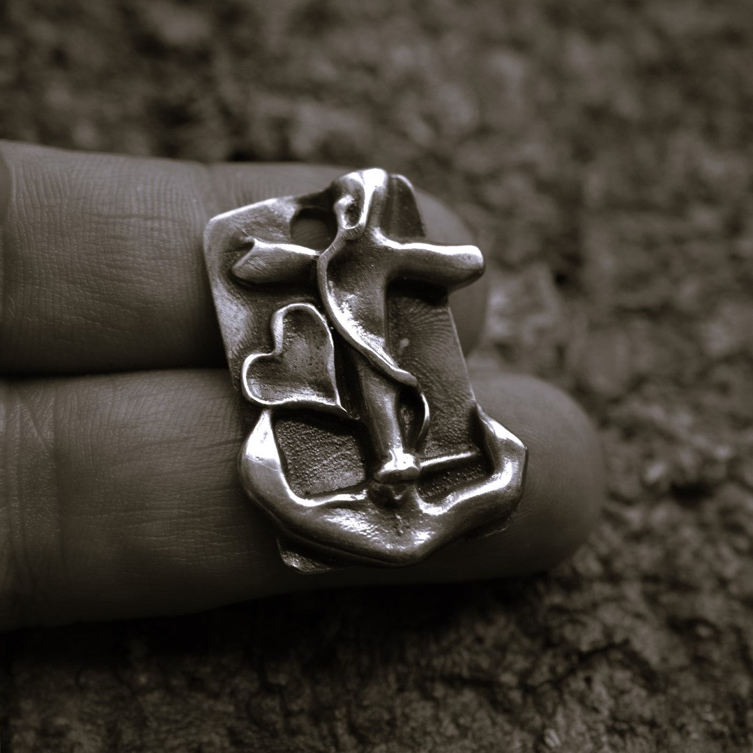Мъжки медальон Сребро 925 „Вяра, Надежда и Любов“ | Бохо – Рюстик – Скулптурни Бижута | Ръчна изработка | Арт дива