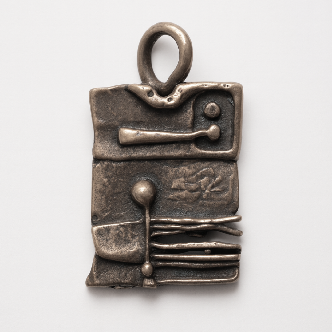 Сребърен медальон 925 „Архитектурна абстракция“ | Скулптурно бохо–рустик бижу | Арт Дива