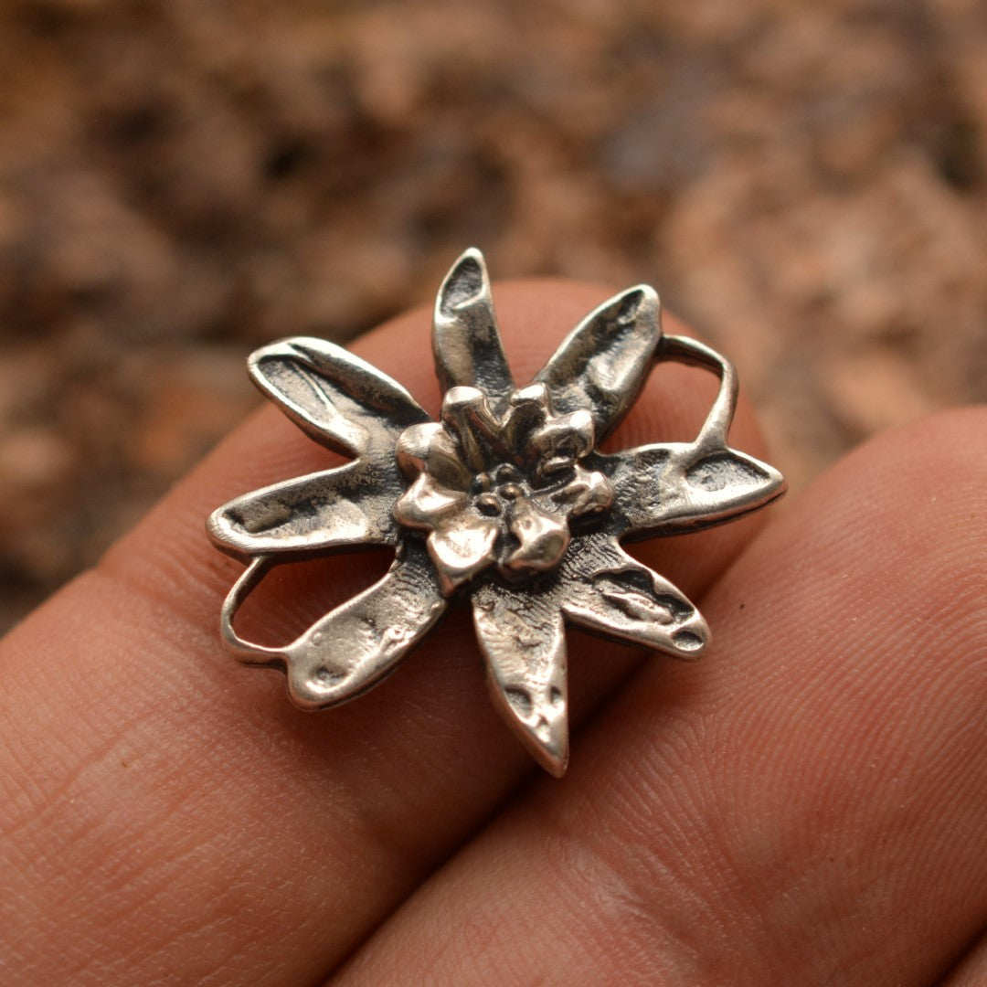 Сребърен елемент 925 “цвете” – талисман за хармония, скулптурни бижута, бохо стил, ръчна изработка, подходящ подарък за майка, дъщеря или приятелка | Арт Дива