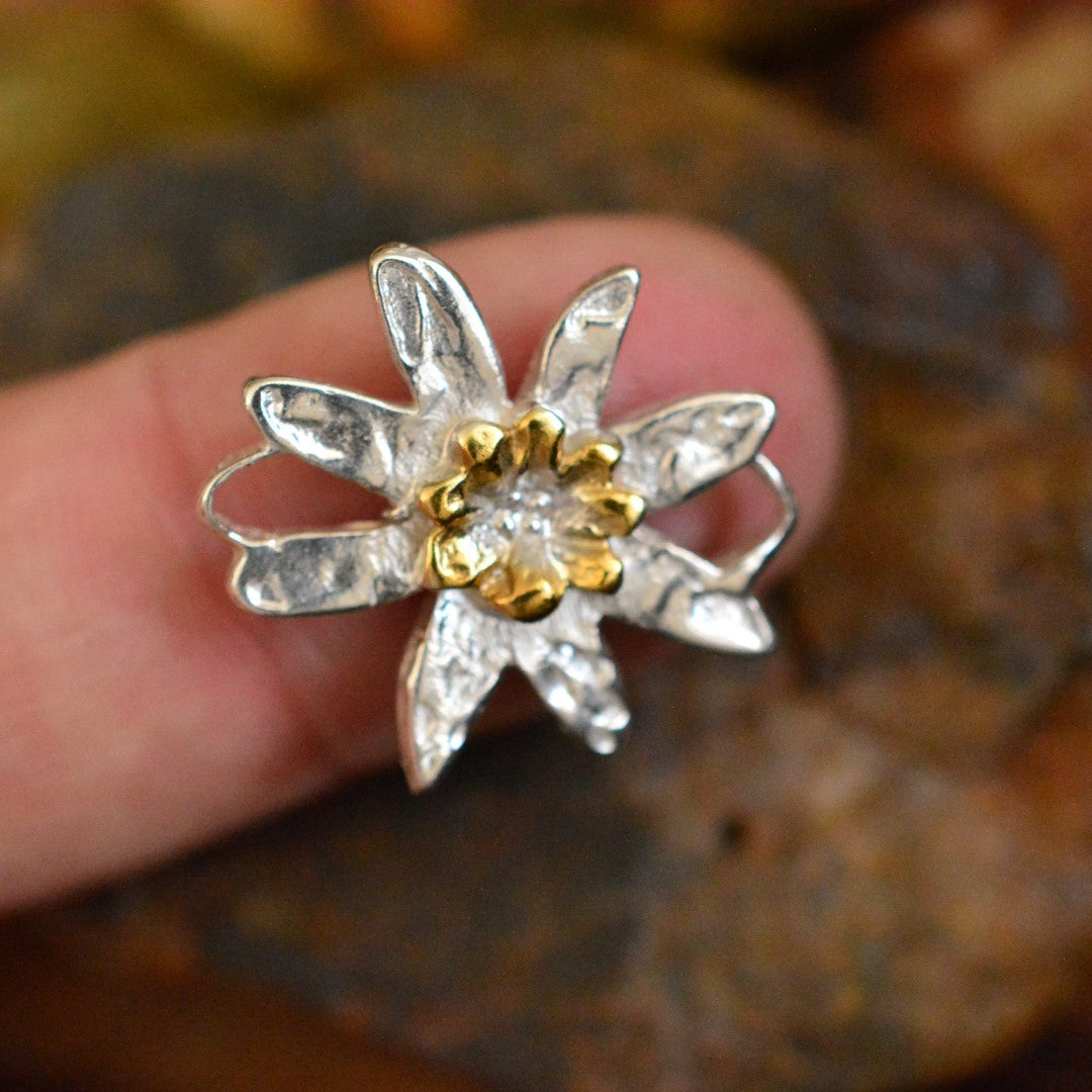 Сребърен елемент 925 цвят със златни акценти – талисман за хармония, скулптурни бижута, бохо стил, ръчна изработка, подходящ подарък за майка, дъщеря или приятелка | Арт Дива