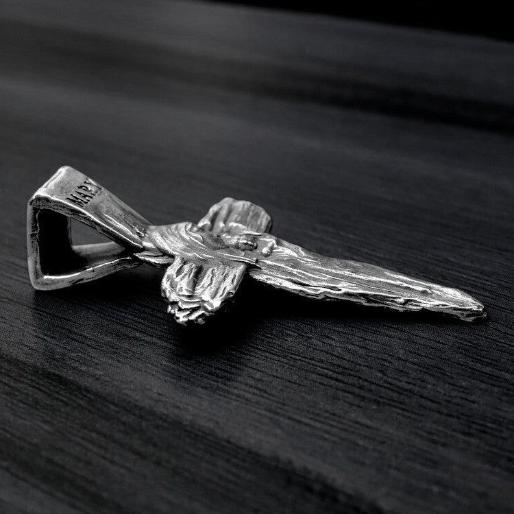 Сребърен кръст 925 с Дева Мария и Младенеца | Ръчно изработен медальон талисман | Християнско бижу за вяра и закрила | Арт Дива