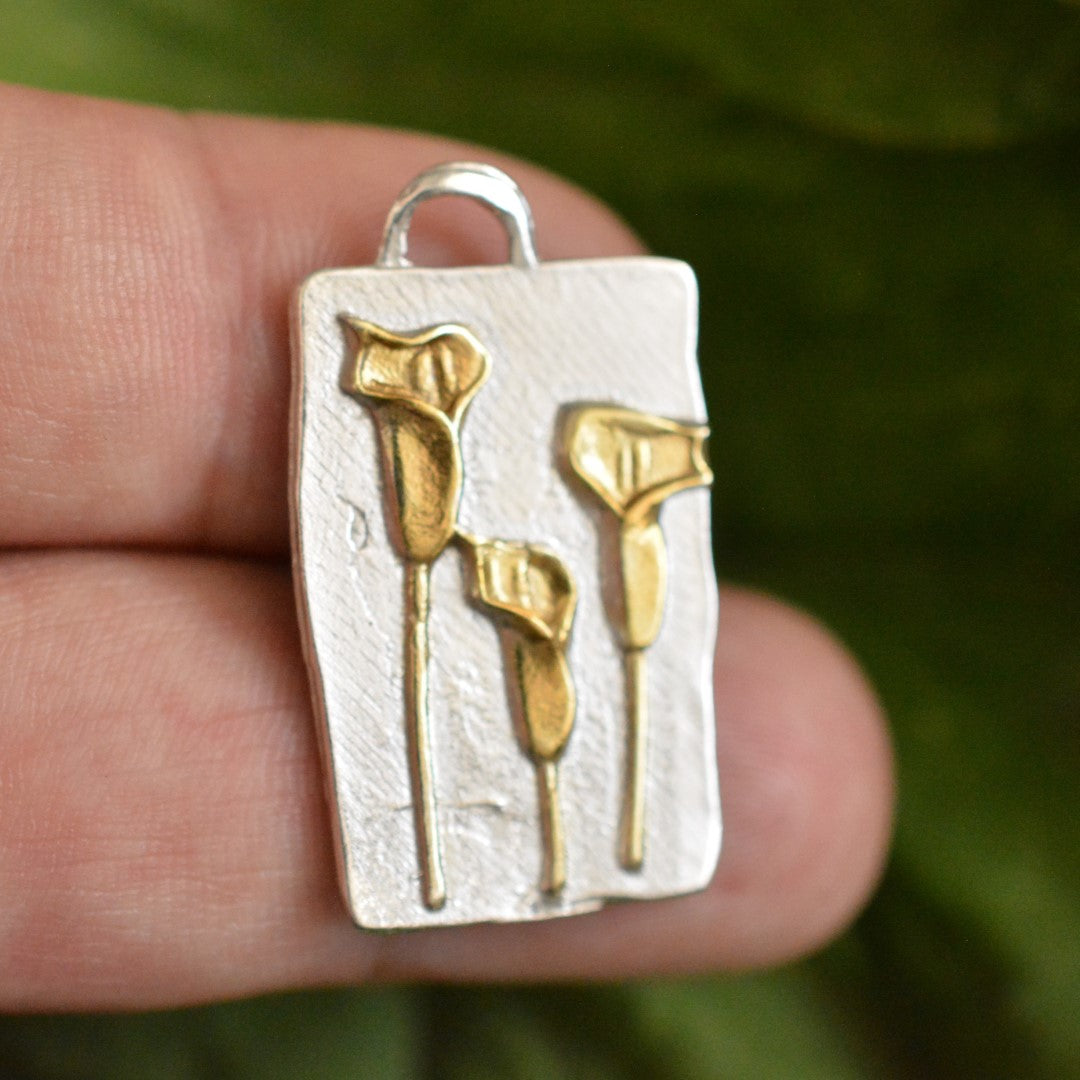 Сребърен медальон 925 – „Кали със златни акценти“ | Бохо – Рюстик – Скулптурни бижута | Ръчна изработка | Арт дива