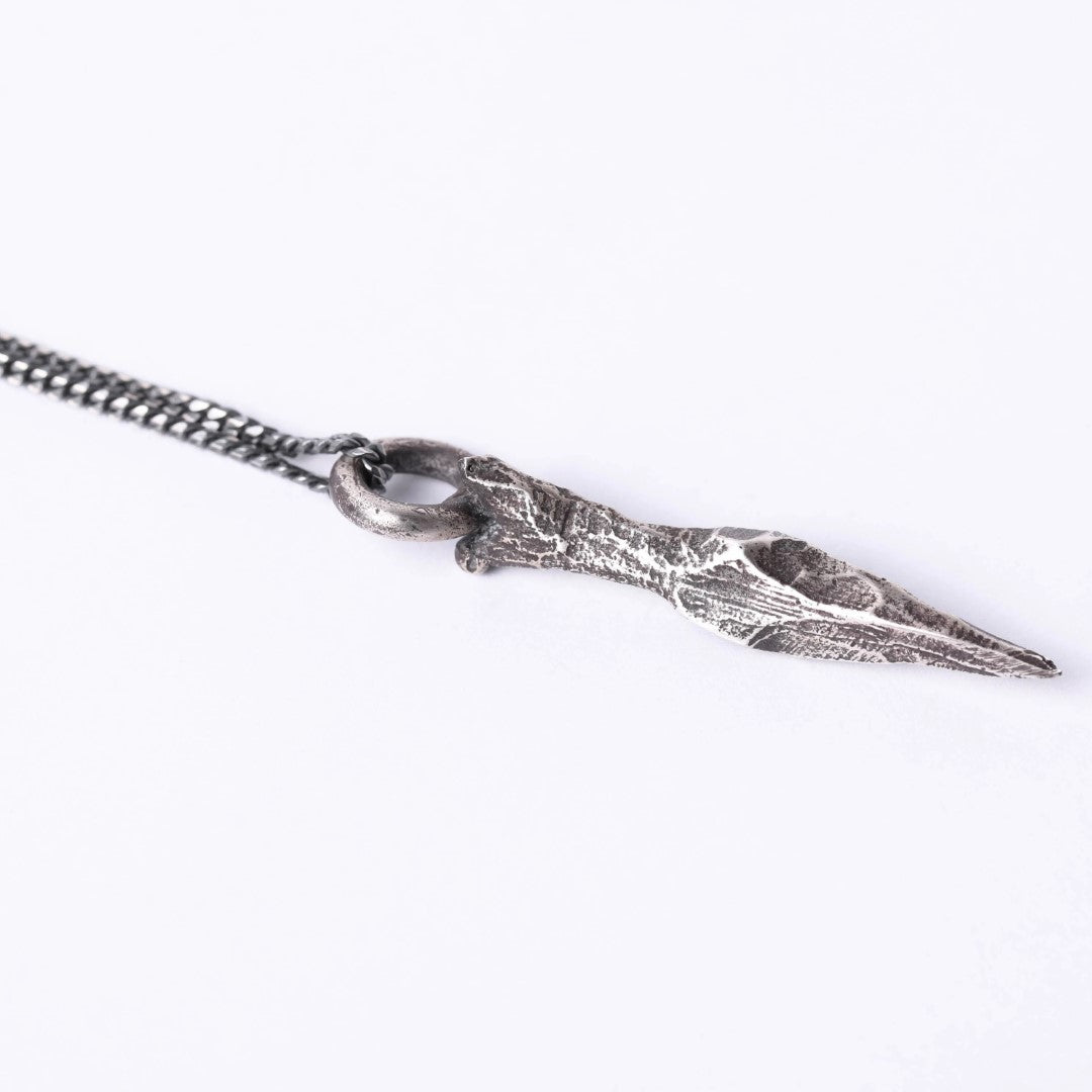 Сребърен медальон острие 925 | Мъжка висулка кинжал талисман за сила и защита | Рустик скулптурно бижу ръчна изработка | Арт Дива