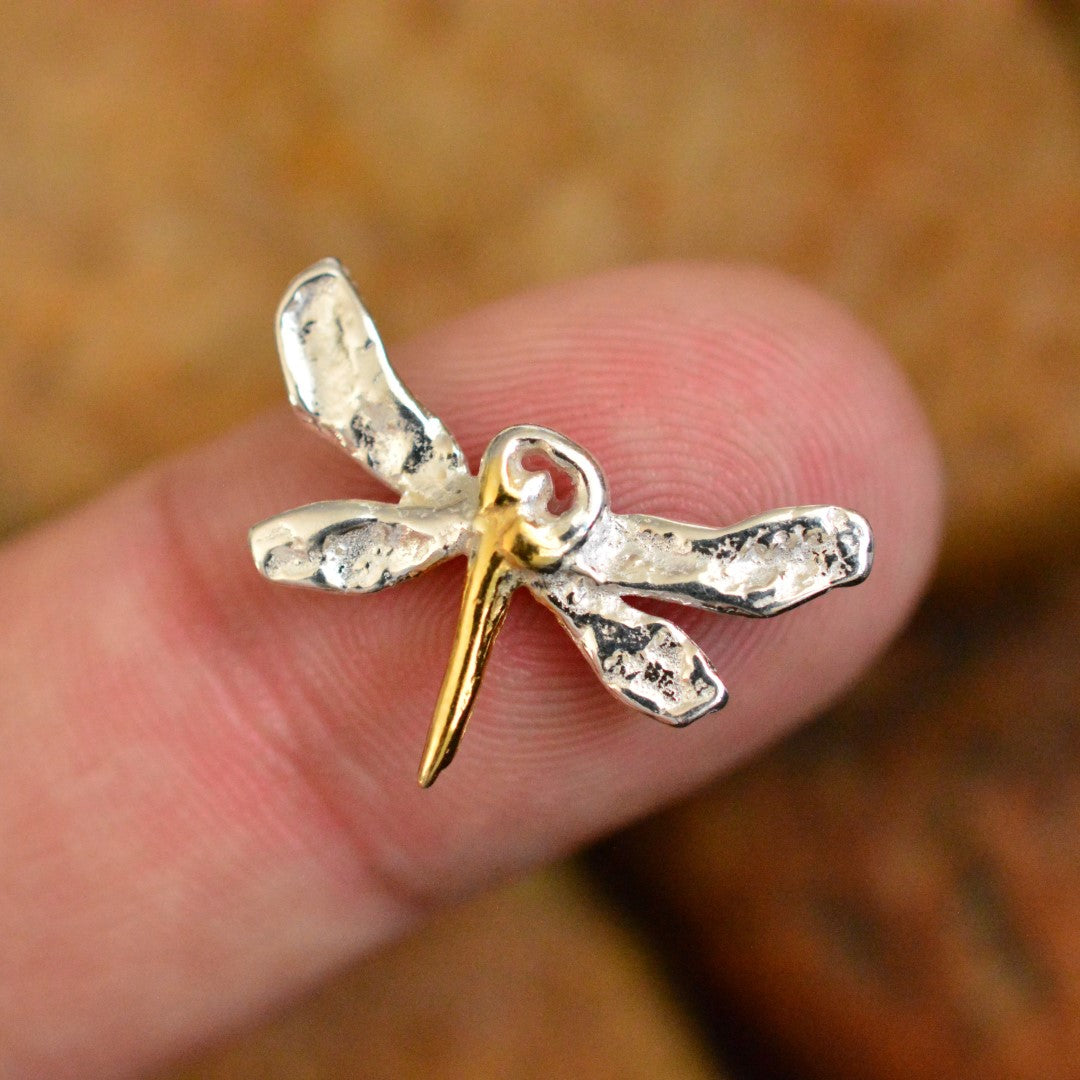 Сребърен медальон 925 „Водно Конче“ със златни акценти – талисман за промяна, лека и вътрешна свобода, ръчна изработка в бохо и рустик стил | Арт Дива