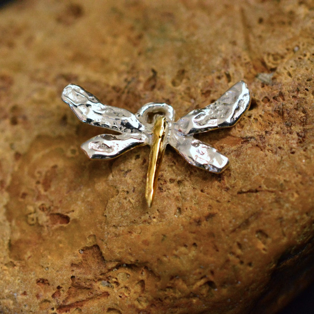 Сребърен медальон 925 „Водно Конче“ със златни акценти – талисман за промяна, лекота и вътрешна свобода, ръчна изработка в бохо и рустик стил | Арт Дива