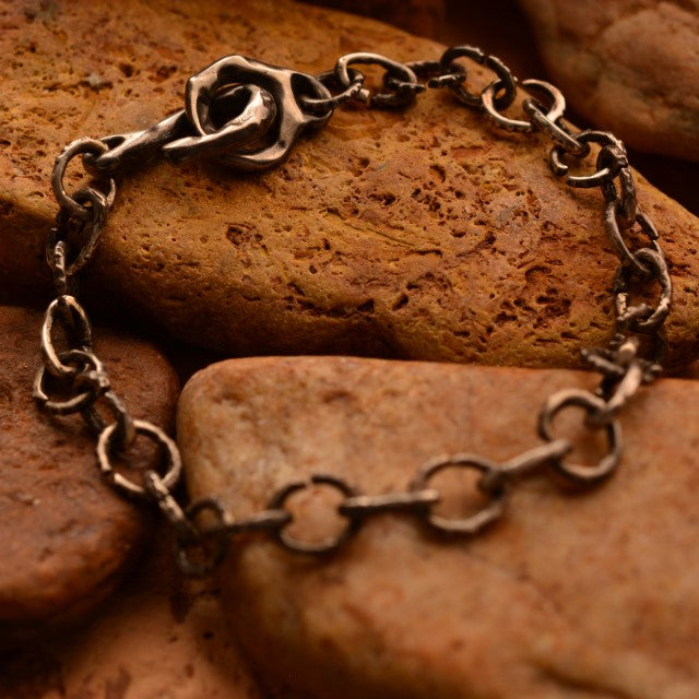 Сребърна гривна 925 „Артистична основа“ – ръчно изработена верижка без висулки | Оксидирано бохо – рустик бижу | Арт Дива