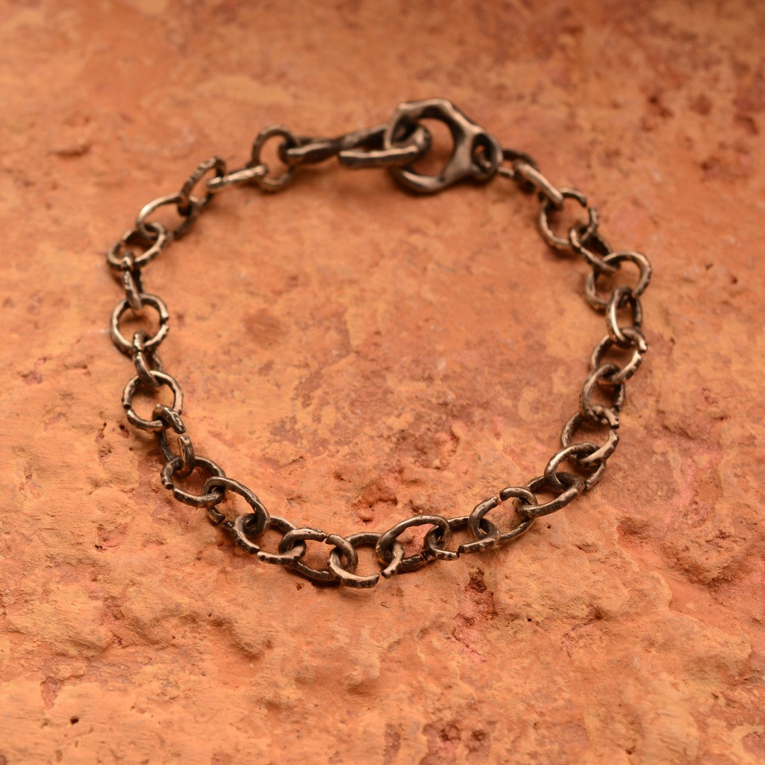 Сребърна гривна 925 „Артистична основа“ – ръчно изработена верижка без висулки | Оксидирано бохо – рустик бижу | Арт Дива