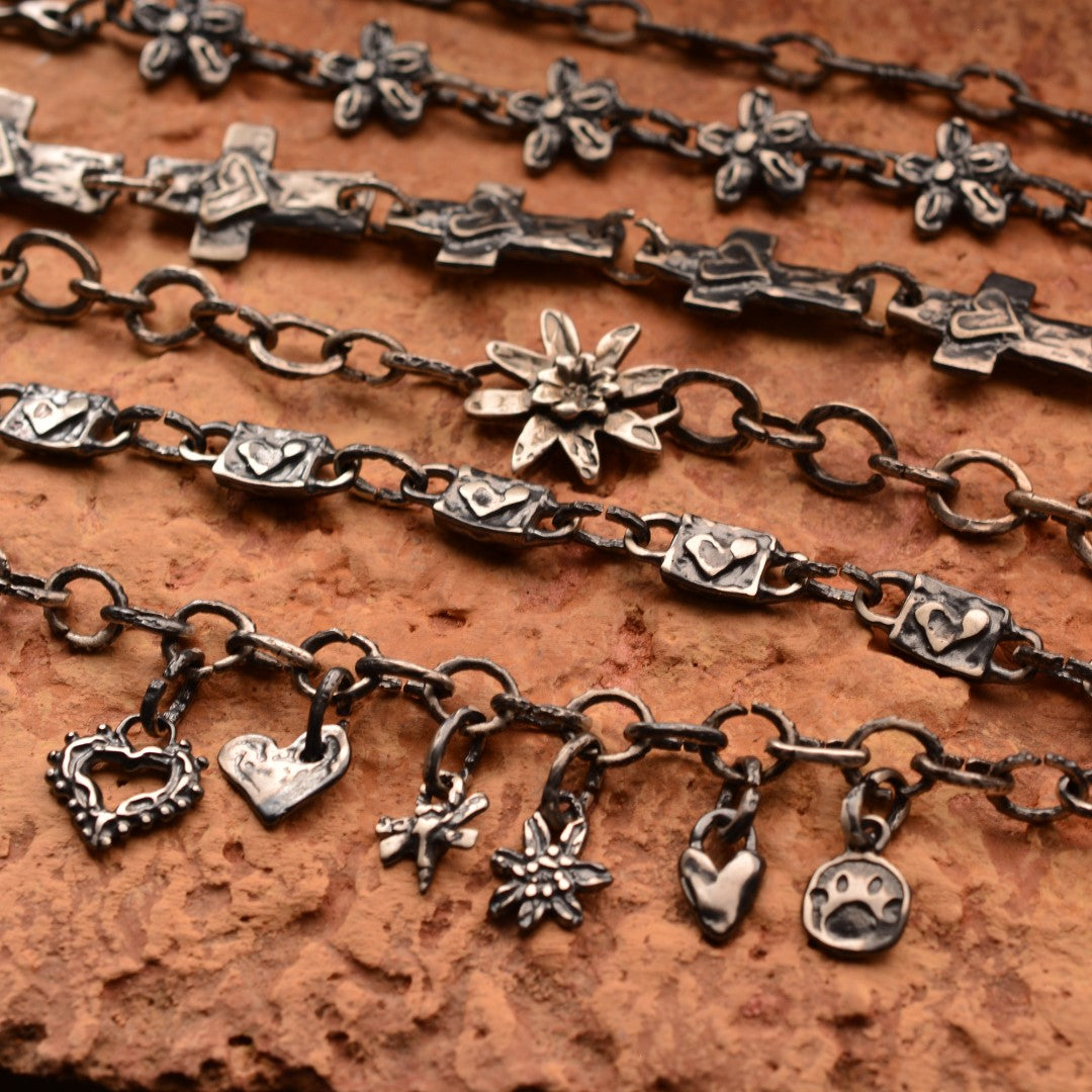 Сребърна гривна 925 „Артистична основа“ – ръчно изработена верижка без висулки | Оксидирано бохо – рустик бижу | Арт Дива