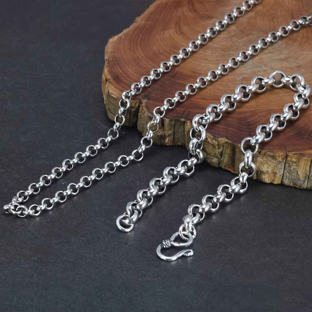 Мъжка Сребърна Верига (Сенджир) – Сребро 925, Дължина 65 см. Кръгла плетка.