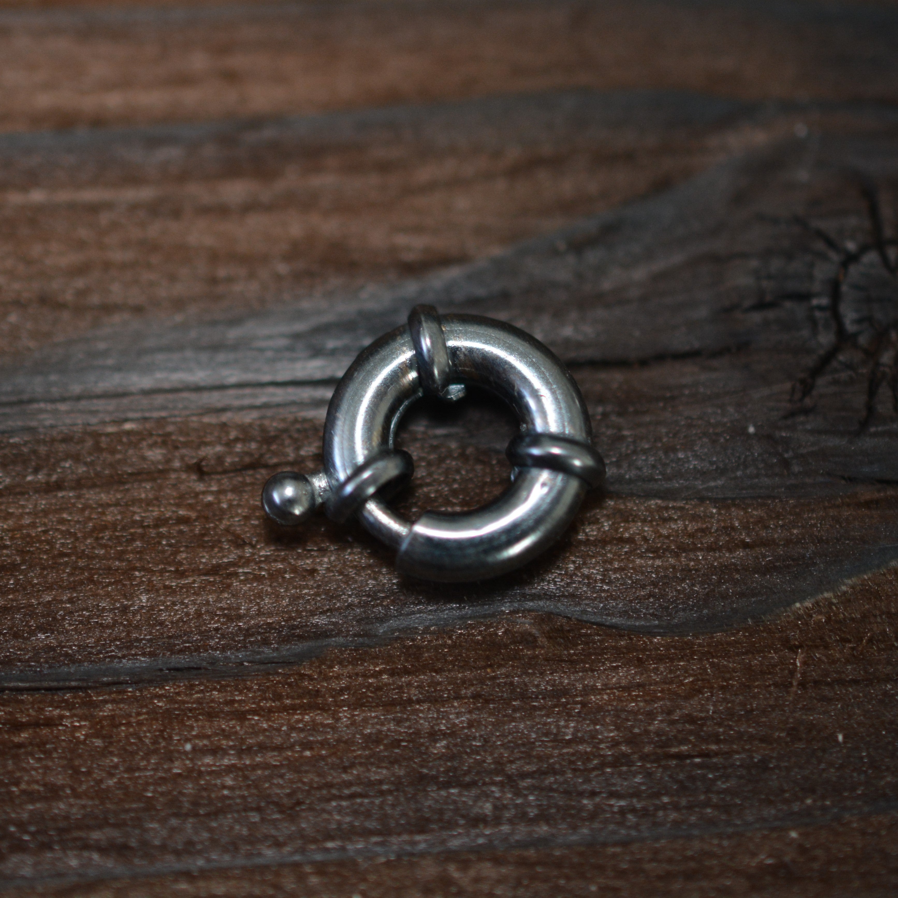 Сребърна закопчалка тип пружинен пръстен – 12 мм, два цвята: сребро и оксидирано