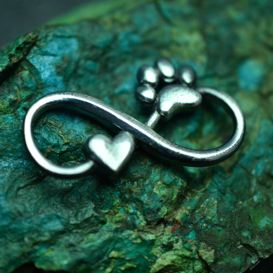 Сребърен медальон 925 „Безкрайност със сърце и лапичка“ – талисман за връзка и вярност  Арт Дива
