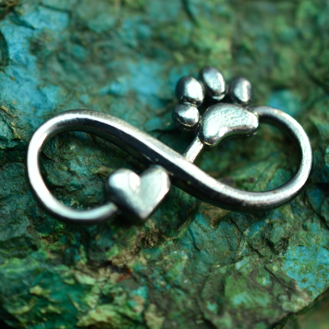 Сребърен медальон 925 „Безкрайност със сърце и лапичка“ – талисман за връзка и вярност  Арт Дива