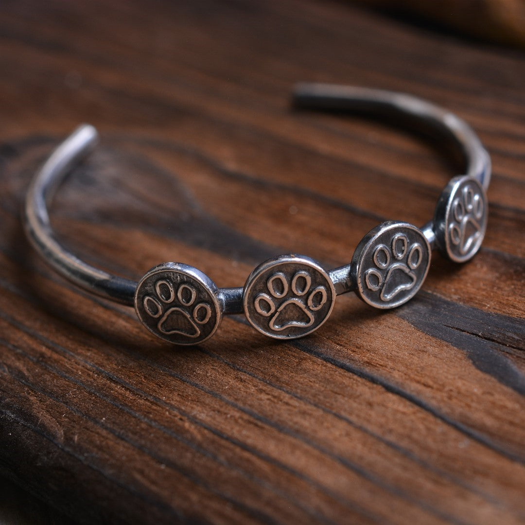 Сребърна гривна 925 с лапички | Регулируема бохо рустик гривна, ръчна изработка | Арт Дива