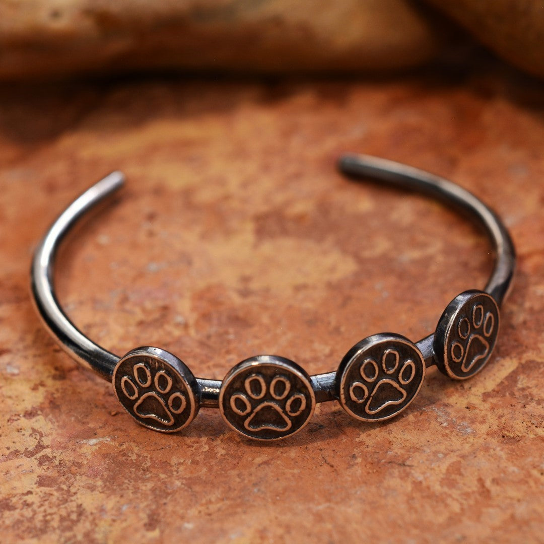 Сребърна гривна 925 с лапички | Регулируема бохо рустик гривна, ръчна изработка | Арт Дива