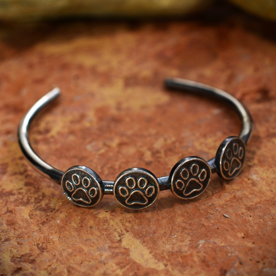 Сребърна гривна 925 с лапички | Регулируема бохо рустик гривна, ръчна изработка | Арт Дива