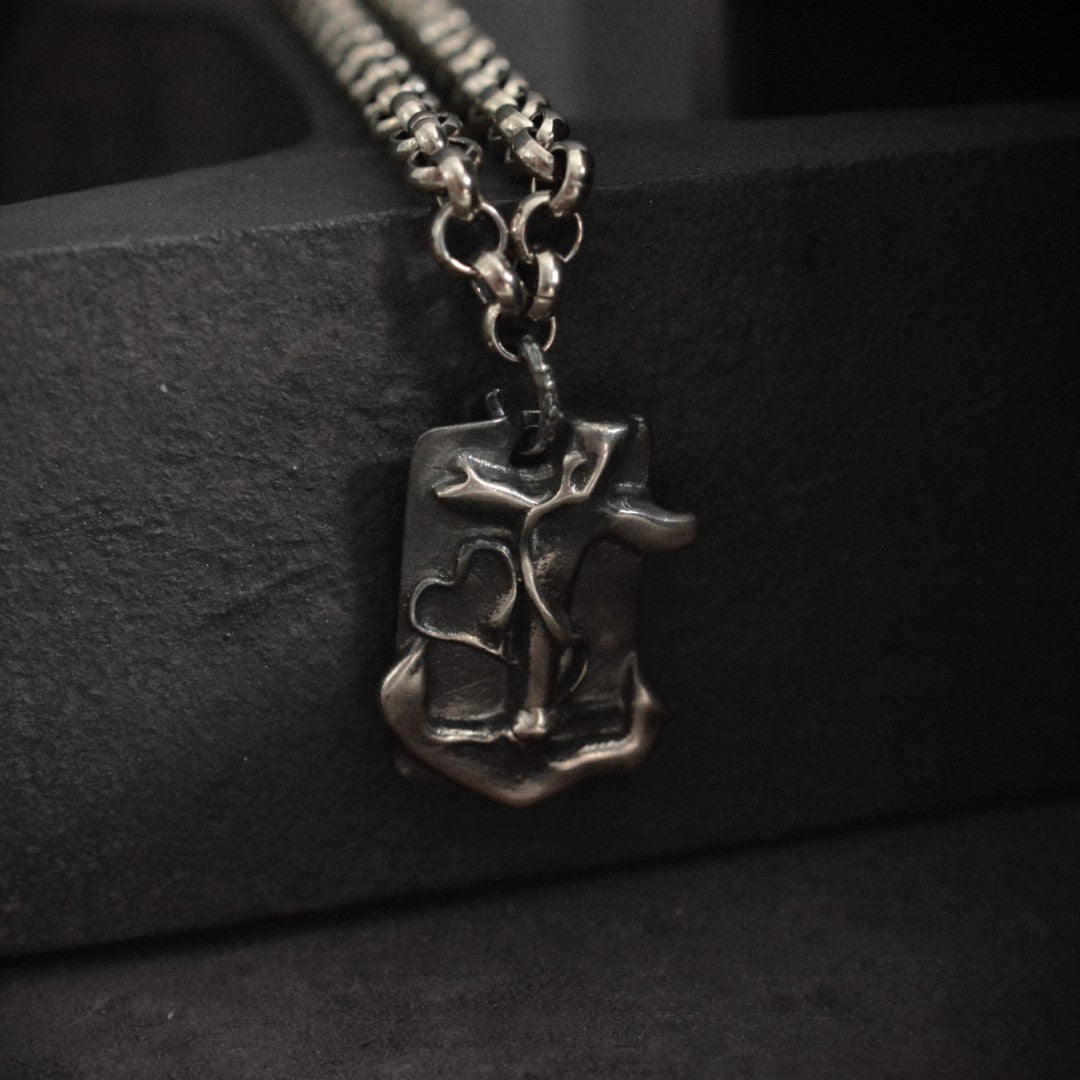 Мъжки медальон Сребро 925 „Вяра, Надежда и Любов“ | Бохо – Рюстик – Скулптурни Бижута | Ръчна изработка | Арт дива