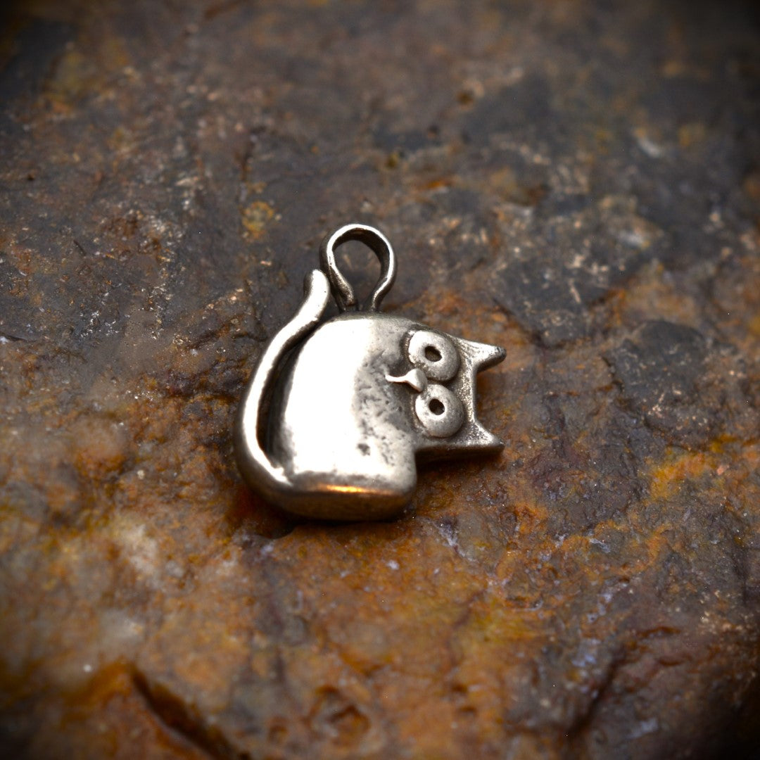 Сребърен медальон 925 „Писана“ – бижу за любители на котки | Оксидирано бохо–рустик скулптурно бижу | Арт Дива