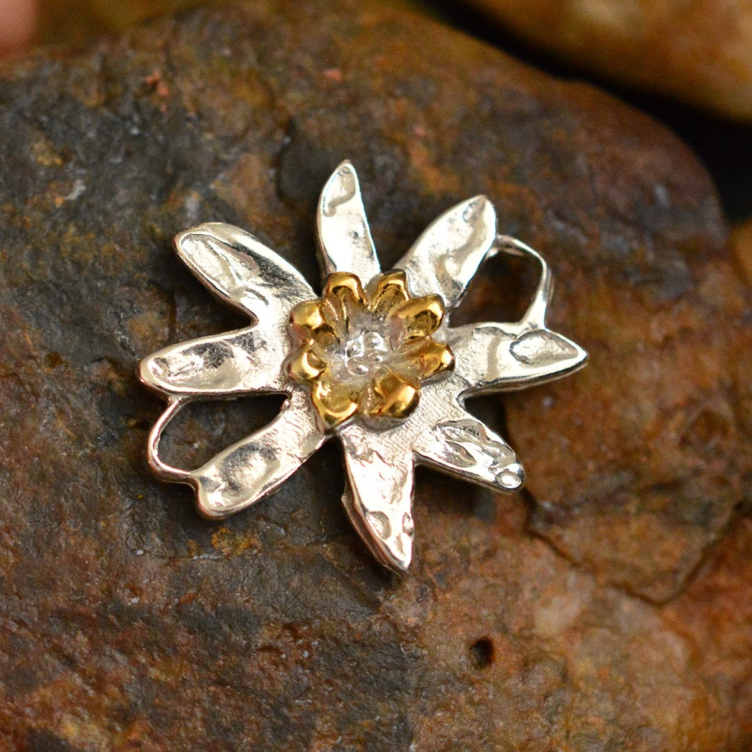 Сребърен елемент 925 цвят със златни акценти – талисман за хармония, скулптурни бижута, бохо стил, ръчна изработка, подходящ подарък за майка, дъщеря или приятелка | Арт Дива