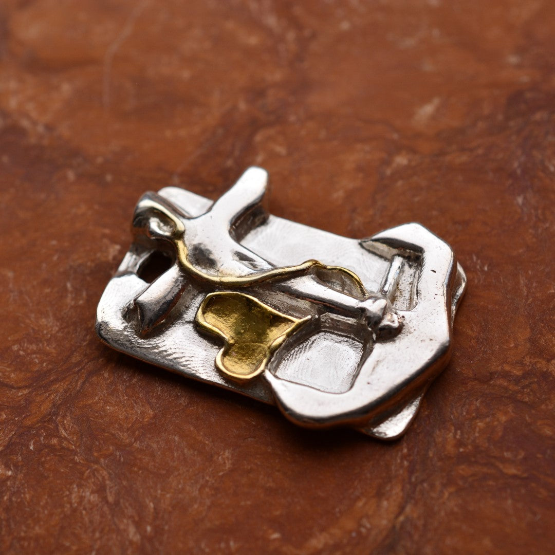 Сребърен медальон 925 „Вяра, Надежда и Любов“ със златни акценти | Мъжко бижу | Ръчна изработка – ArtDiva