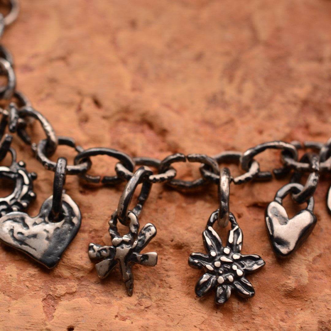 Сребърна гривна 925 „Артистична основа“ – ръчно изработена верижка без висулки | Оксидирано бохо – рустик бижу | Арт Дива