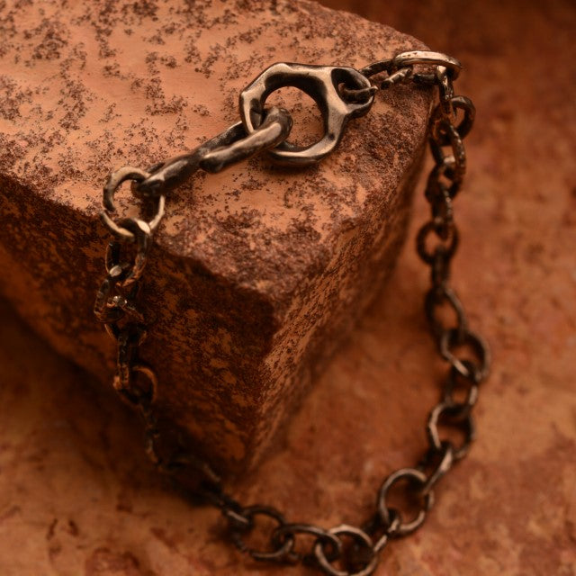 Сребърна гривна 925 „Артистична основа“ – ръчно изработена верижка без висулки | Оксидирано бохо – рустик бижу | Арт Дива