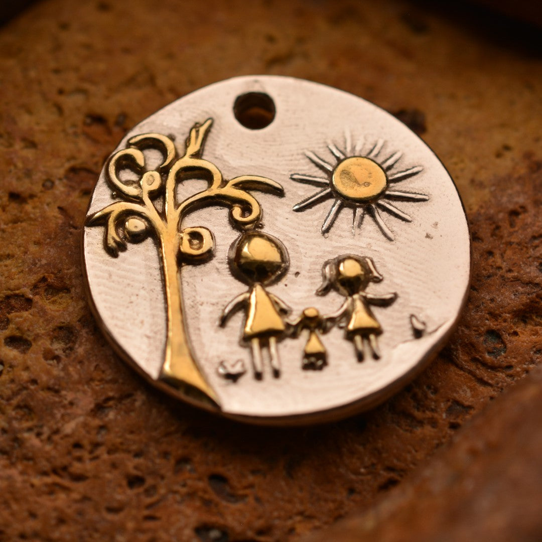 Сребърен медальон 925 „Фамилия“ – талисман на любов, семейство и приемственост | Бохо рустик скулптурно бижу | Арт Дива
